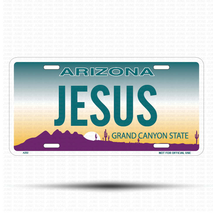 JESUS Flat Aluminum License Plate | 6" x 12" | State Plate Front View Name Plate