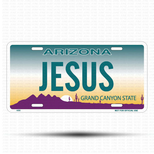 JESUS Flat Aluminum License Plate | 6" x 12" | State Plate Front View Name Plate