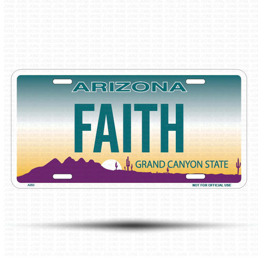 FAITH Flat Aluminum License Plate | 6" x 12" | State Plate Front View Name Plate