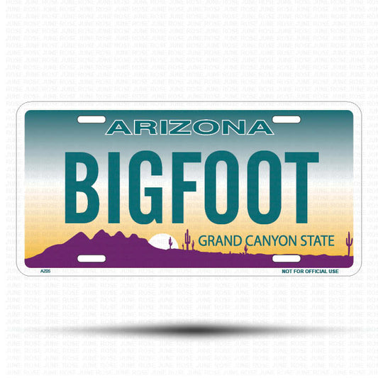 BIGFOOT Flat Aluminum License Plate | 6" x 12" | State Plate Front View Name Plate