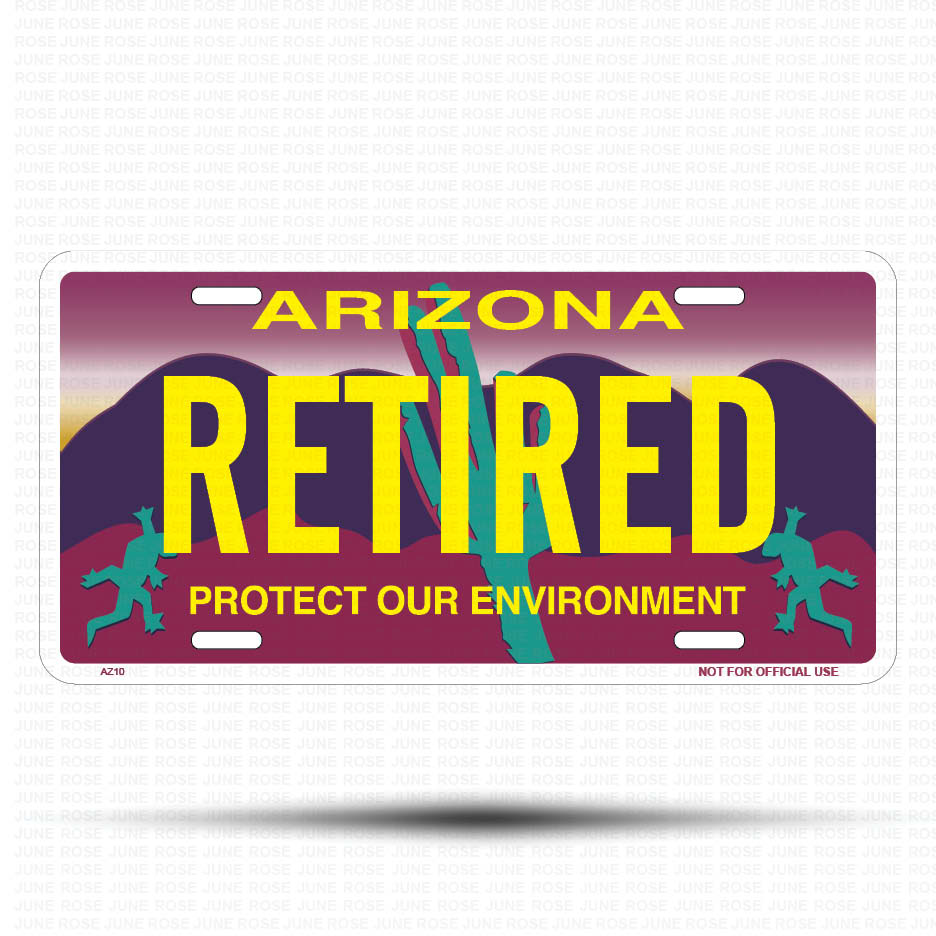 RETIRED Flat Aluminum License Plate | 6" x 12" | State Plate Front View Name Plate"Arizona Protect Our Environment