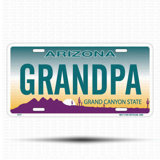 GRANDPA Flat Aluminum License Plate | 6" x 12" | State Plate Front View Name Plate
