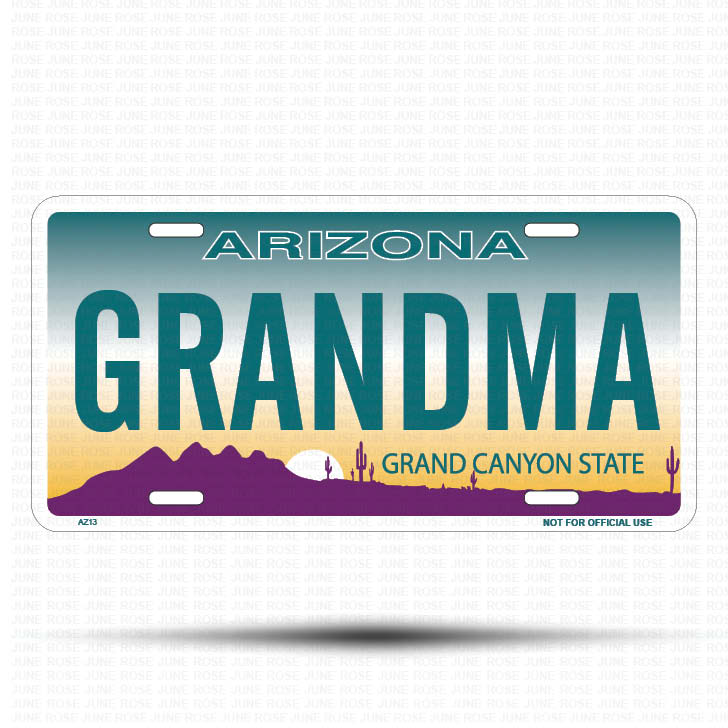 GRANDMA Flat Aluminum License Plate | 6" x 12" | State Plate Front View Name Plate
