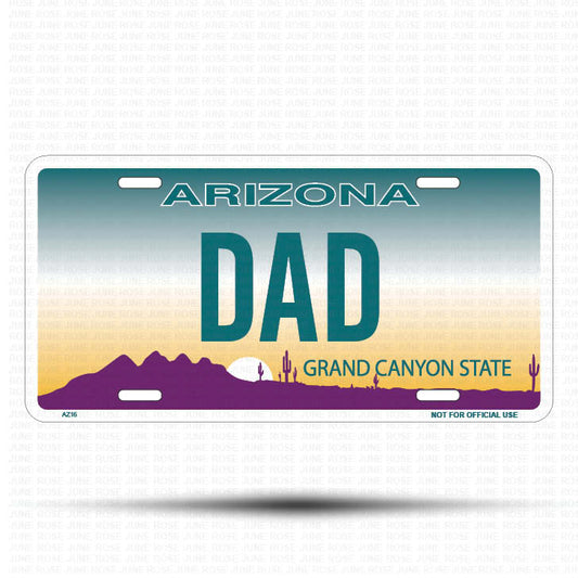 DAD Flat Aluminum License Plate | 6" x 12" | State Plate Front View Name Plate