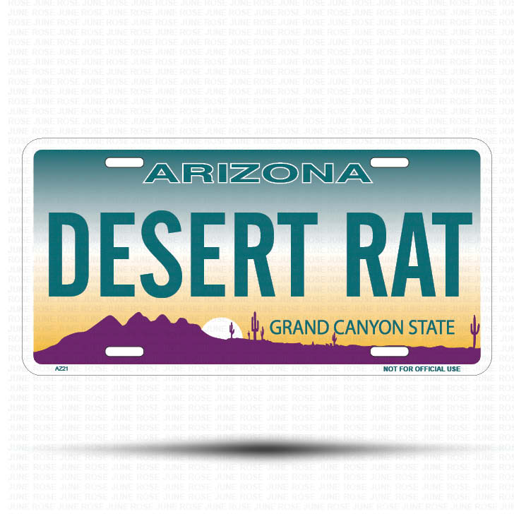 DESERT RAT Flat Aluminum License Plate | 6" x 12" | State Plate Front View Name Plate