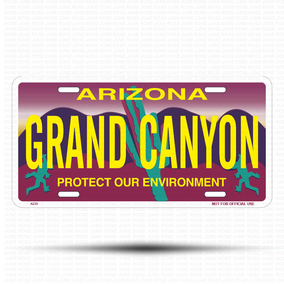 GRAND CANYON Flat Aluminum License Plate | 6" x 12" | State Plate Front View Name Plate"Arizona Protect Our Environment