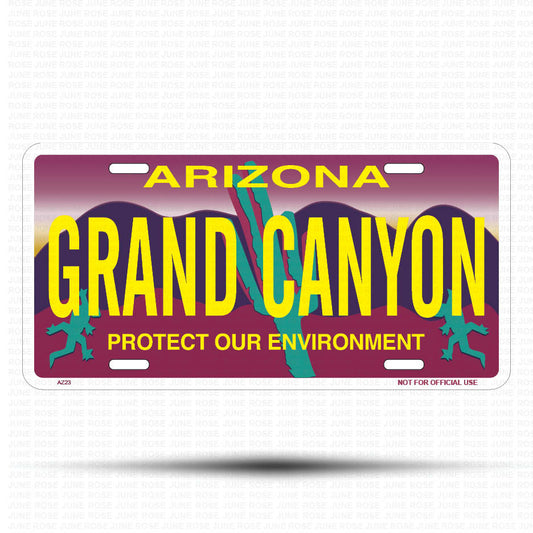 GRAND CANYON Flat Aluminum License Plate | 6" x 12" | State Plate Front View Name Plate"Arizona Protect Our Environment