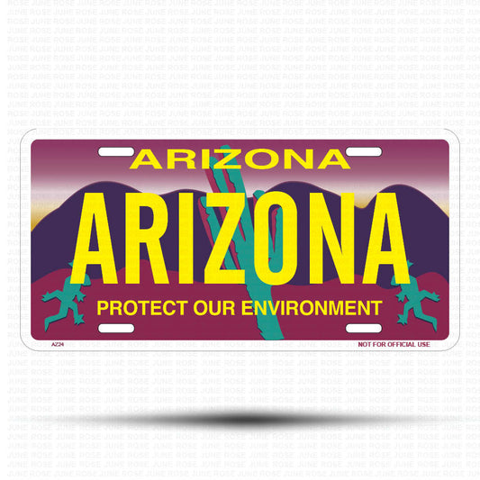 ARIZONA Flat Aluminum License Plate | 6" x 12" | State Plate Front View Name Plate"Arizona Protect Our Environment