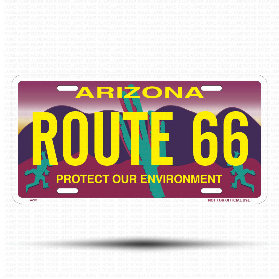 ROUTE 66 Flat Aluminum License Plate | 6" x 12" | State Plate Front View Name Plate"Arizona Protect Our Environment