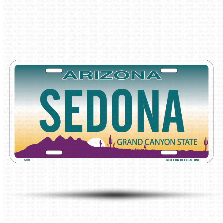 SEDONA Flat Aluminum License Plate | 6" x 12" | State Plate Front View Name Plate