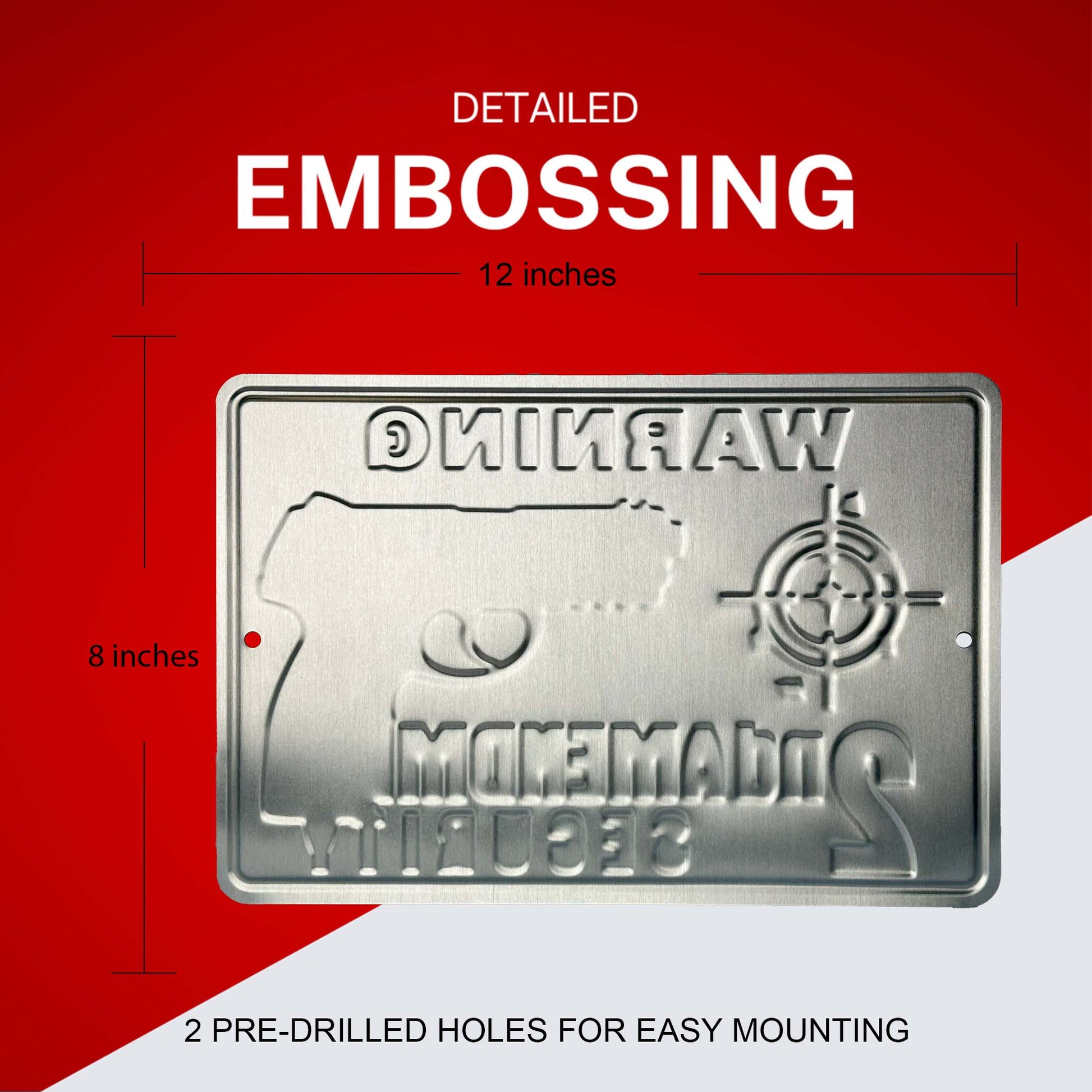 Warning Protected 2 Amendment Security Embossing Details