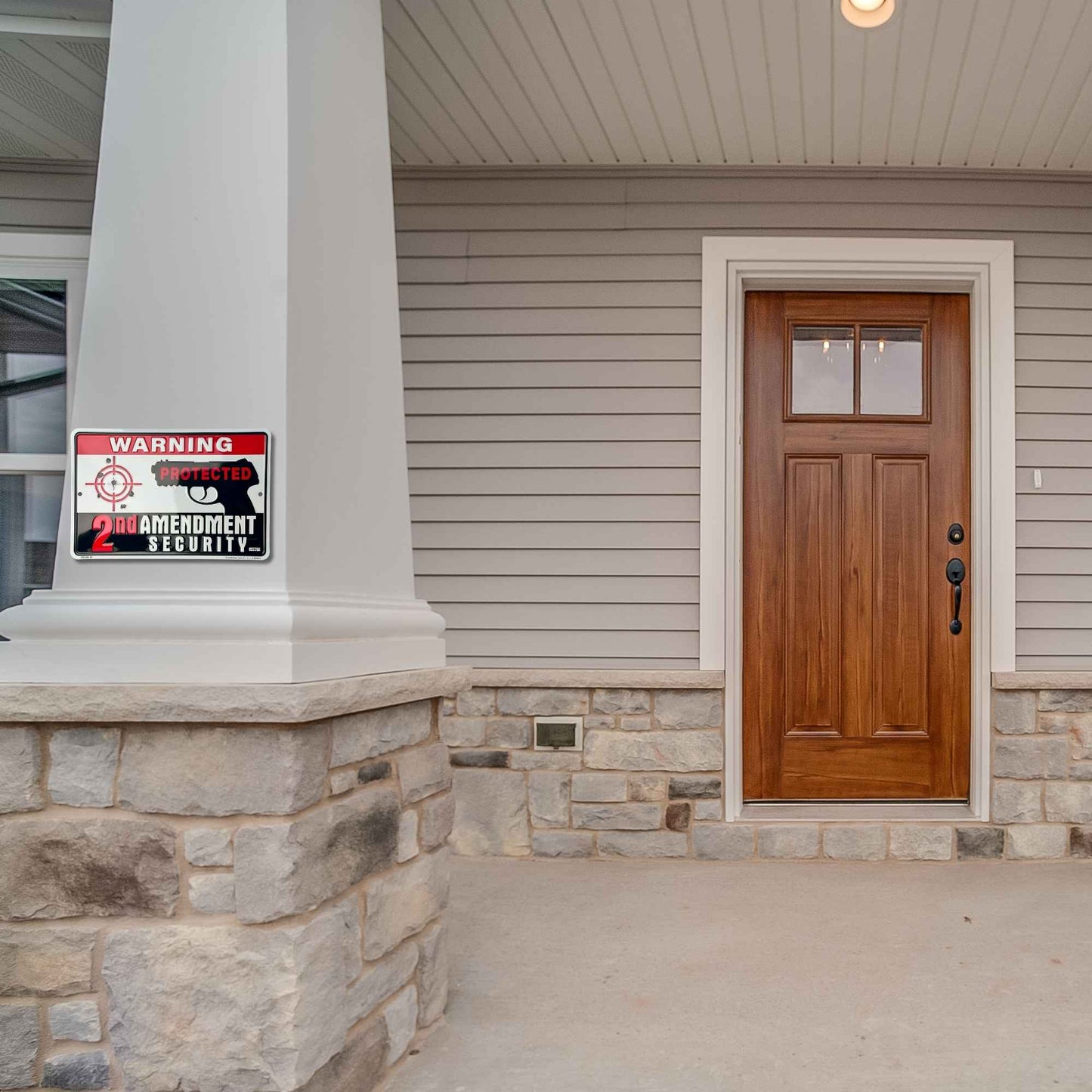 Warning Protected 2 Amendment Security Front of House Sign