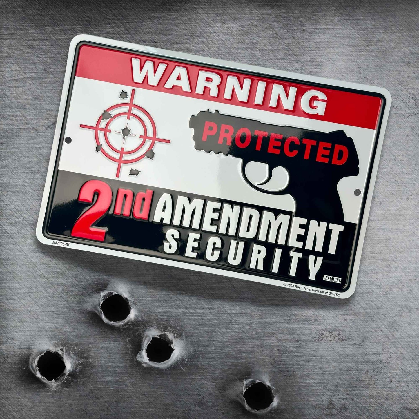 Warning Protected 2 Amendment Security Product Display