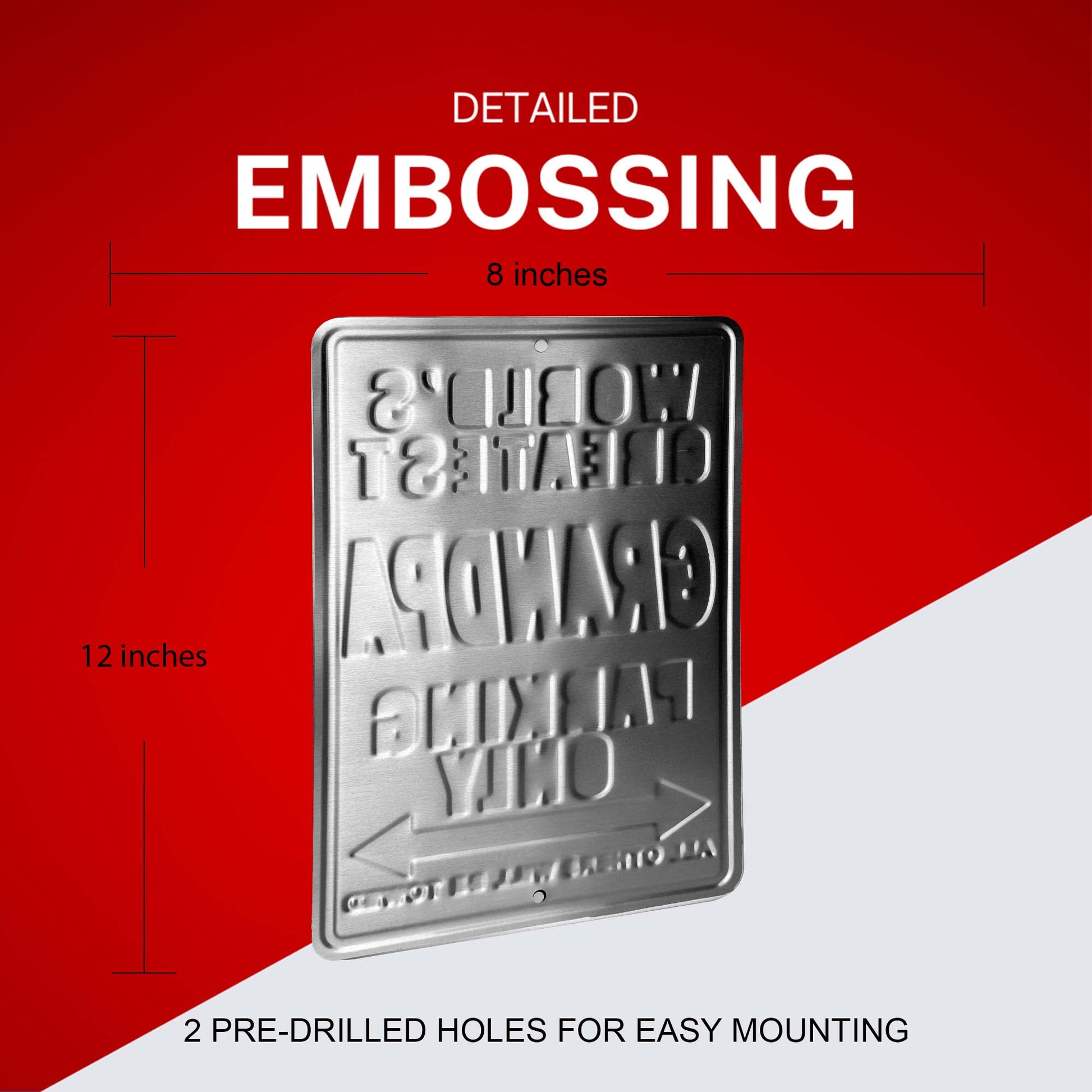World's Greatest Grandpa parking only all others will be towed embossing details