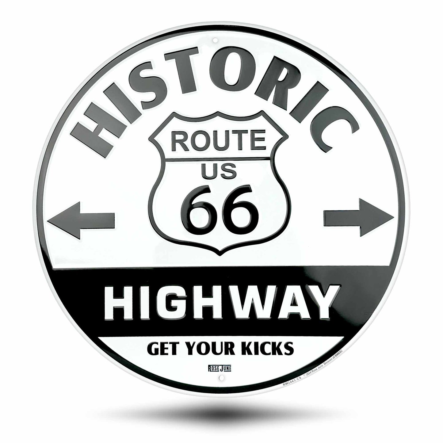 BM2443-CS | Historic US Route 66 Hiway Get Your Kicks Circle Sign | Stock Aluminum Embossed Signs | 12" Circle (Copy) (Copy) (Copy)
