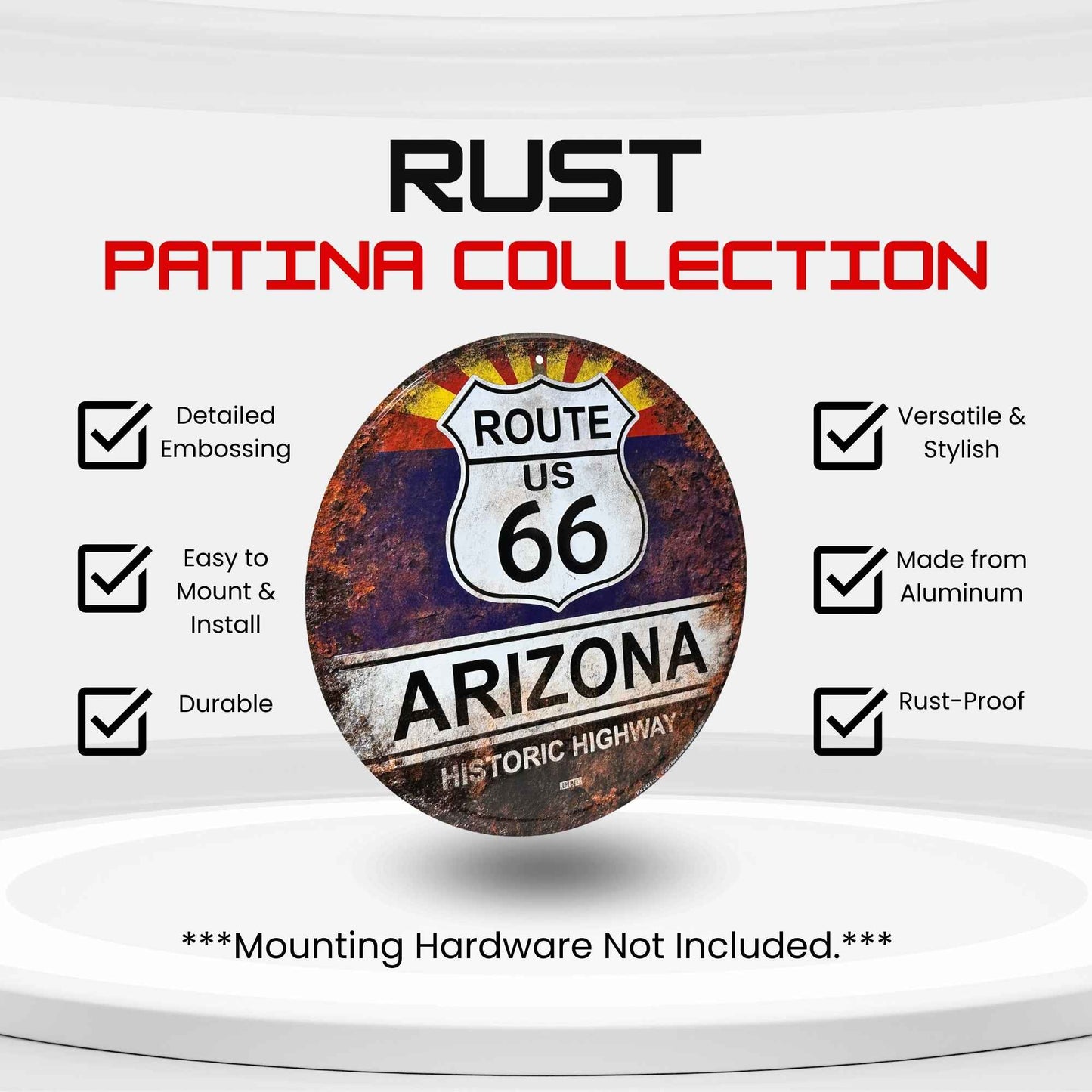 Route 66  Arizona Rust Vintage Historic Highway Sign Detail Specs