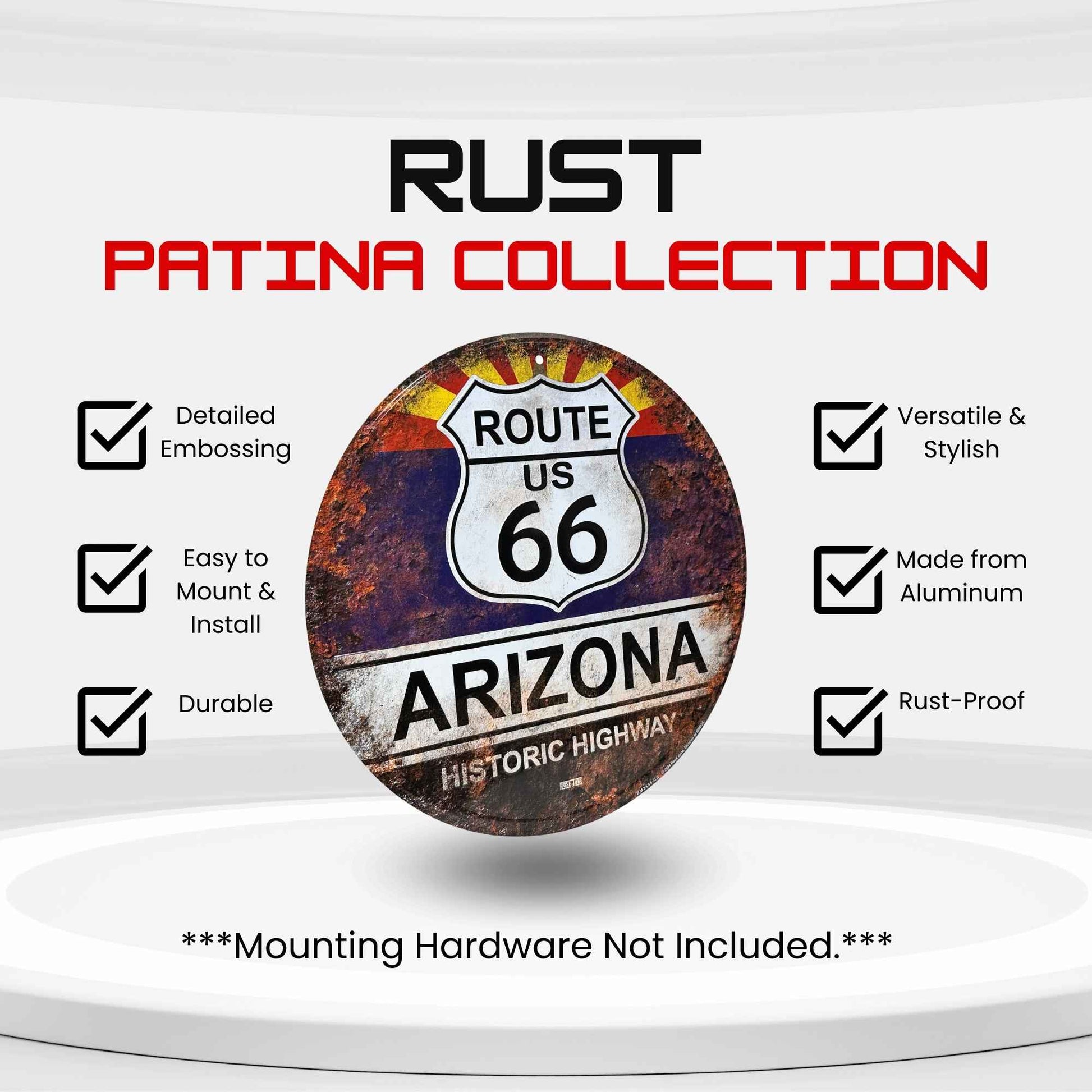 Route 66  Arizona Rust Vintage Historic Highway Sign Detail Specs