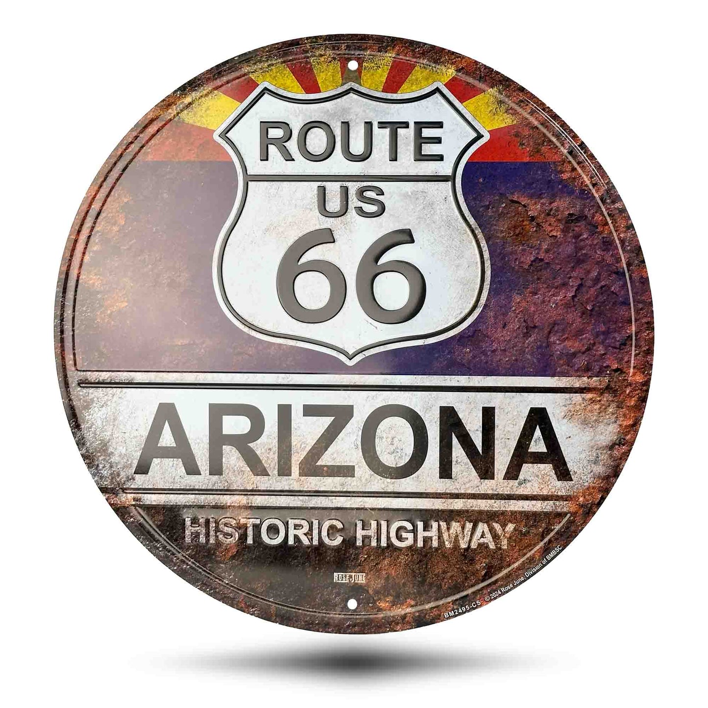 Route 66  Arizona Rust Vintage Historic Highway Sign Front Side