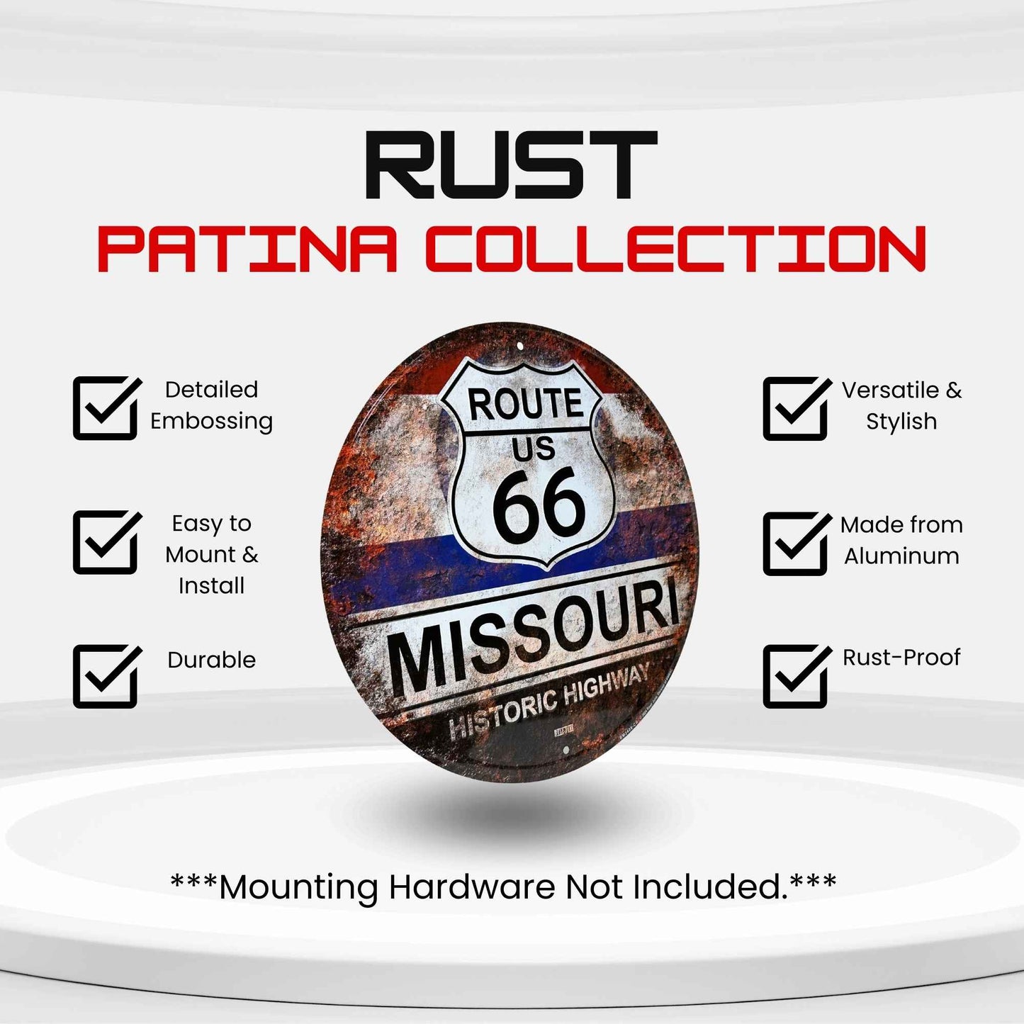 Route 66  Missouri Rust Vintage Historic Highway Sign Detail Specs