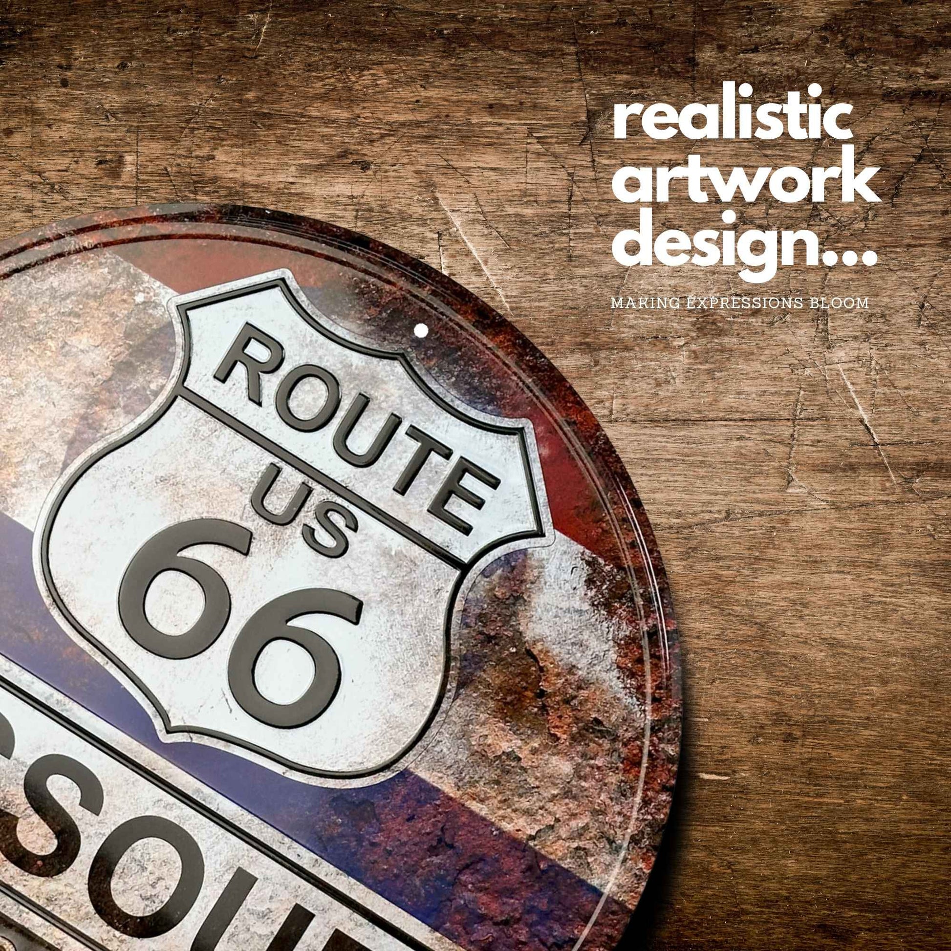 Route 66  Missouri Rust Vintage Historic Highway Sign Artwork Showcase