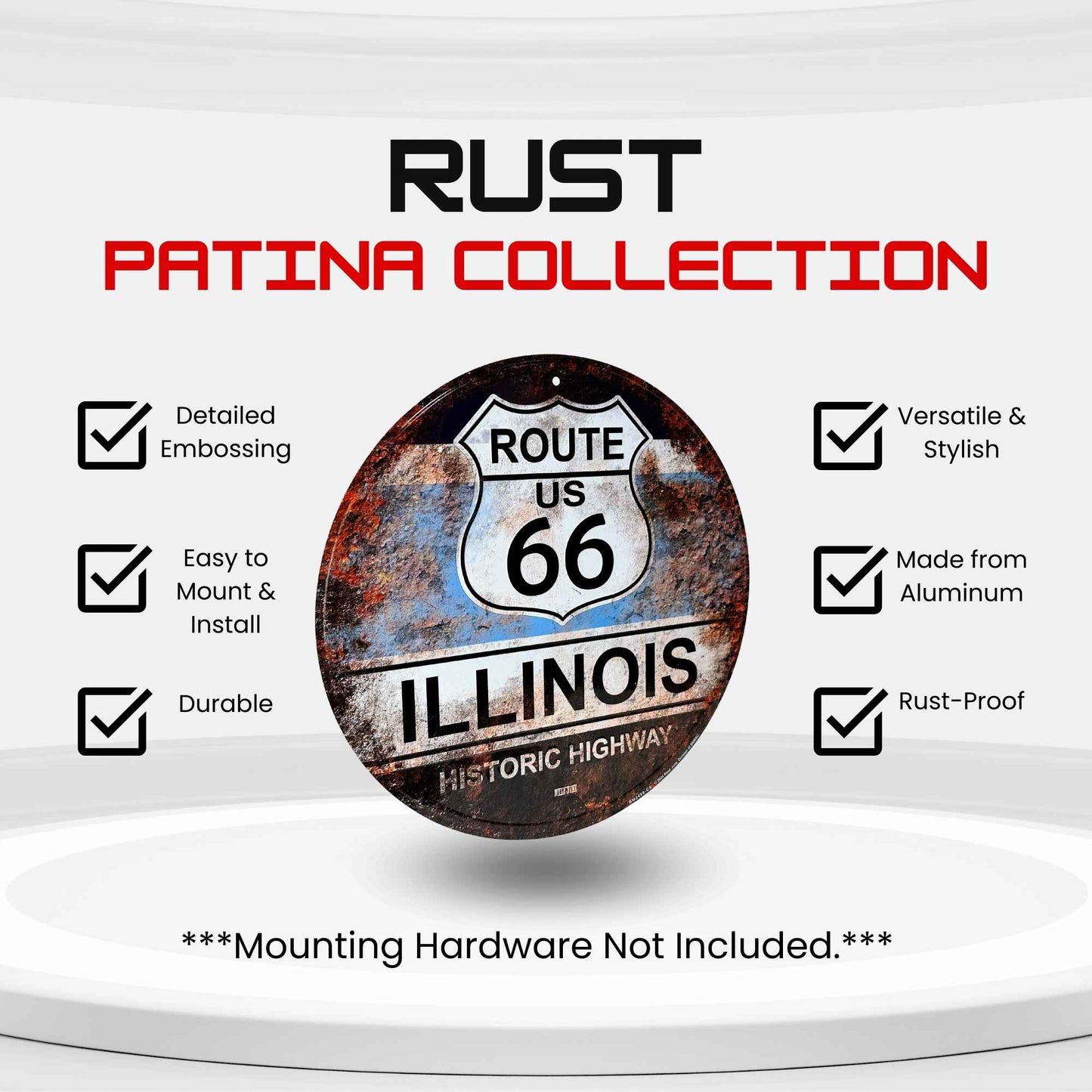 Route 66 Illinois Rust Vintage Historic Highway Sign Detail Specs