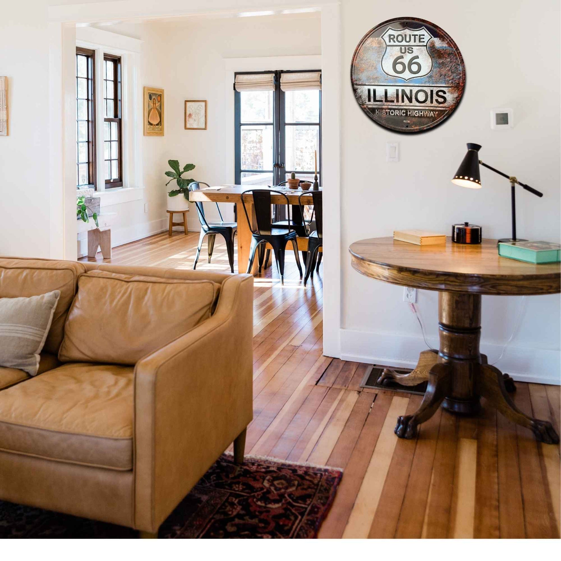 Route 66  Illinois Rust Vintage Historic Highway Sign In Use Home Living Space