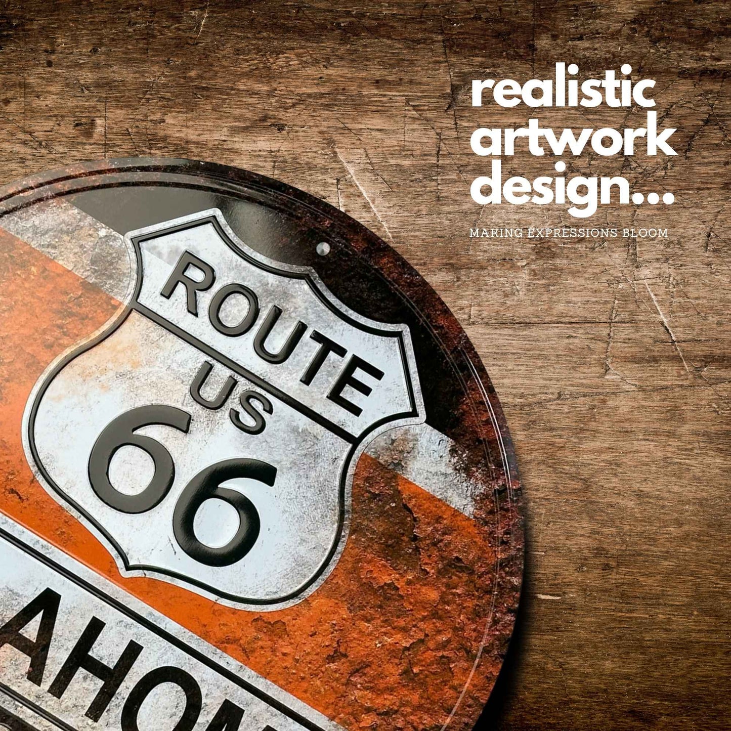 Route 66  Oklahoma Rust Vintage Historic Highway Sign Artwork Showcase