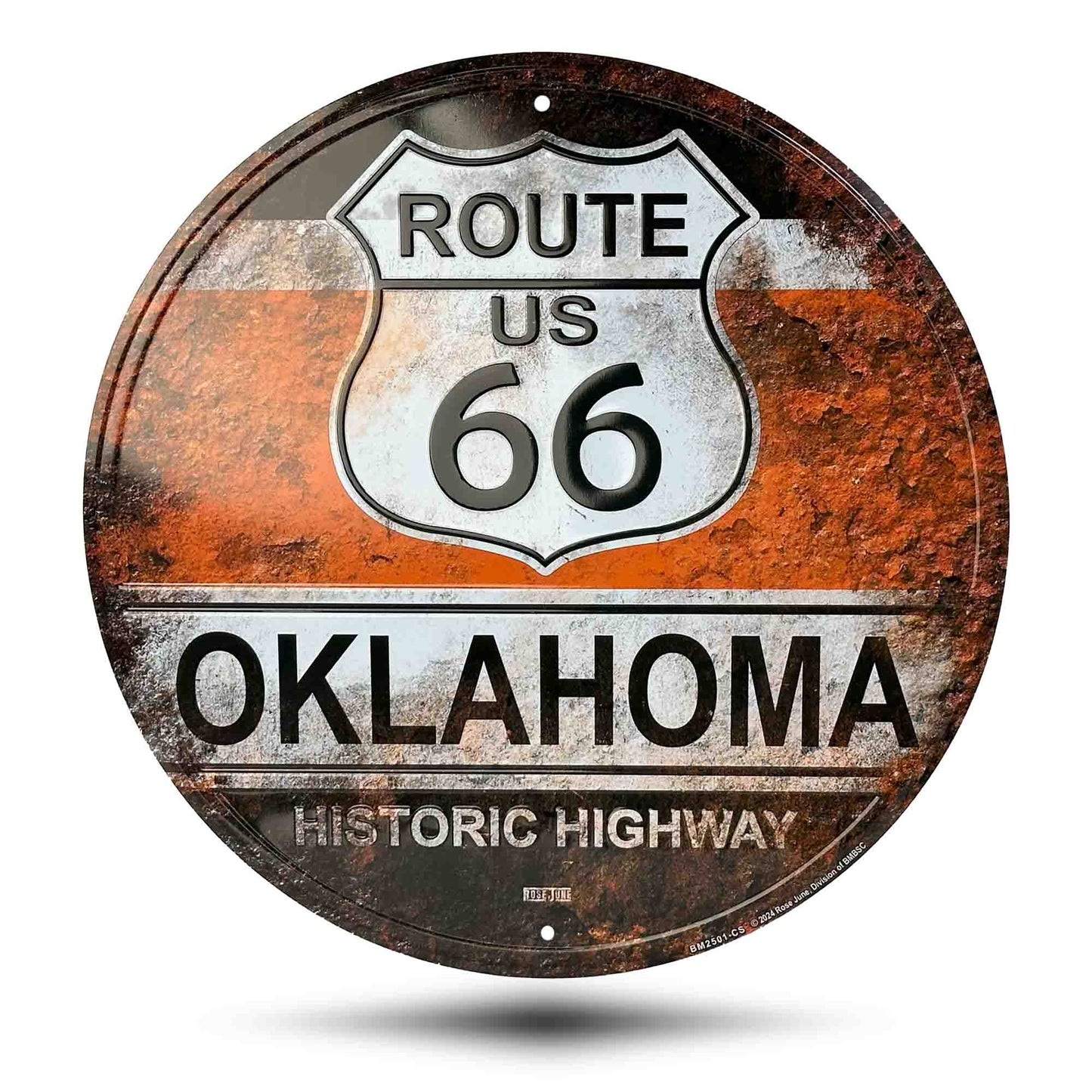 Route 66  Oklahoma Rust Vintage Historic Highway Sign Front Side
