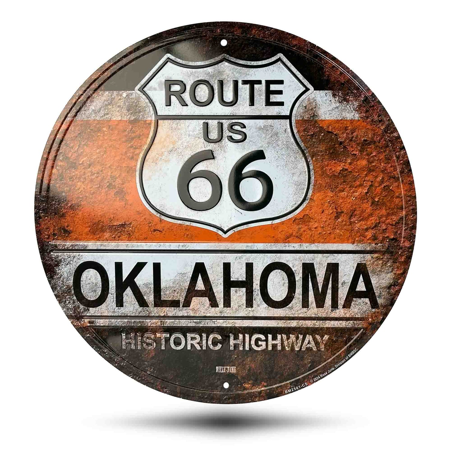 Route 66  Oklahoma Rust Vintage Historic Highway Sign Front Side