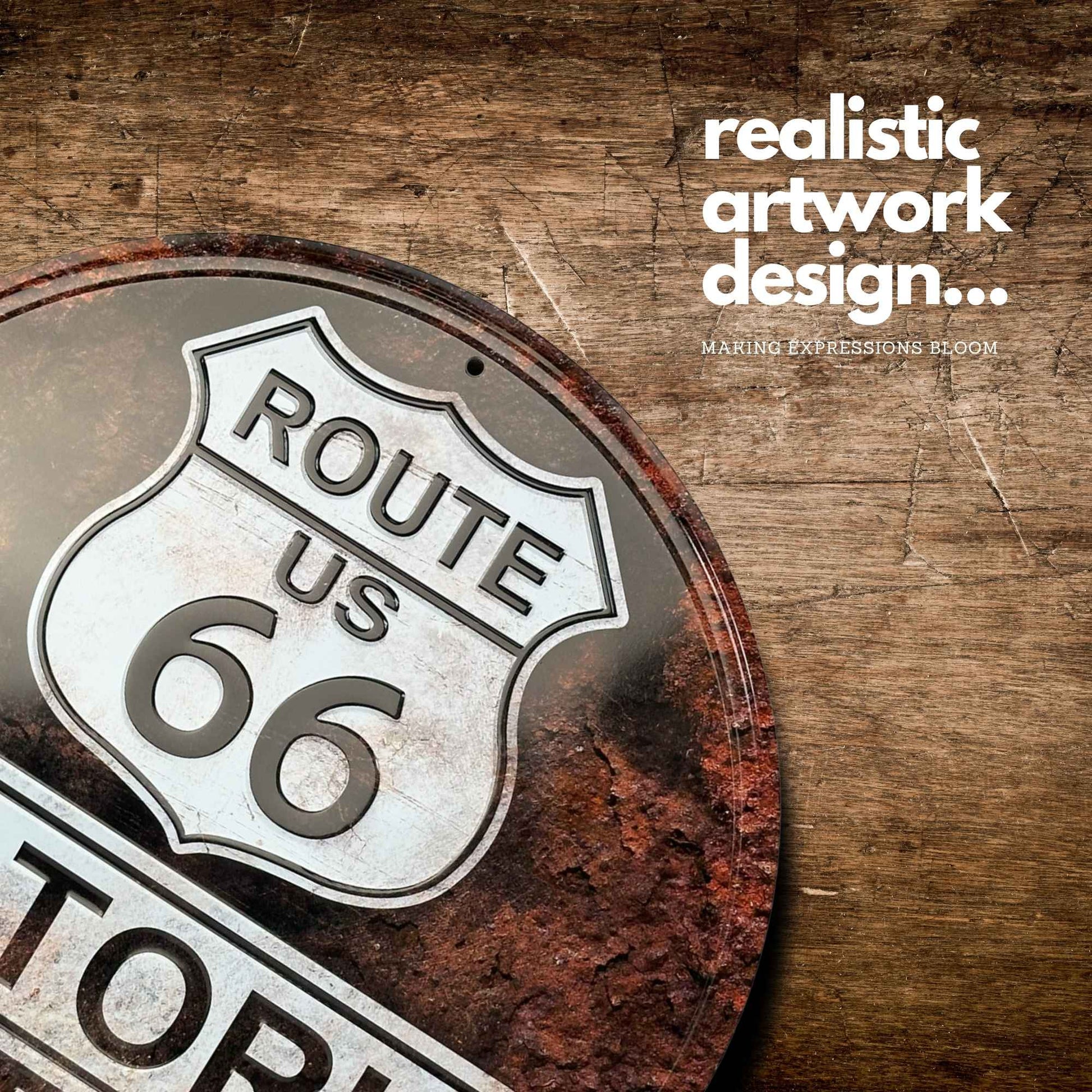 Route 66  Rust Vintage Historic Highway Sign Artwork Showcase
