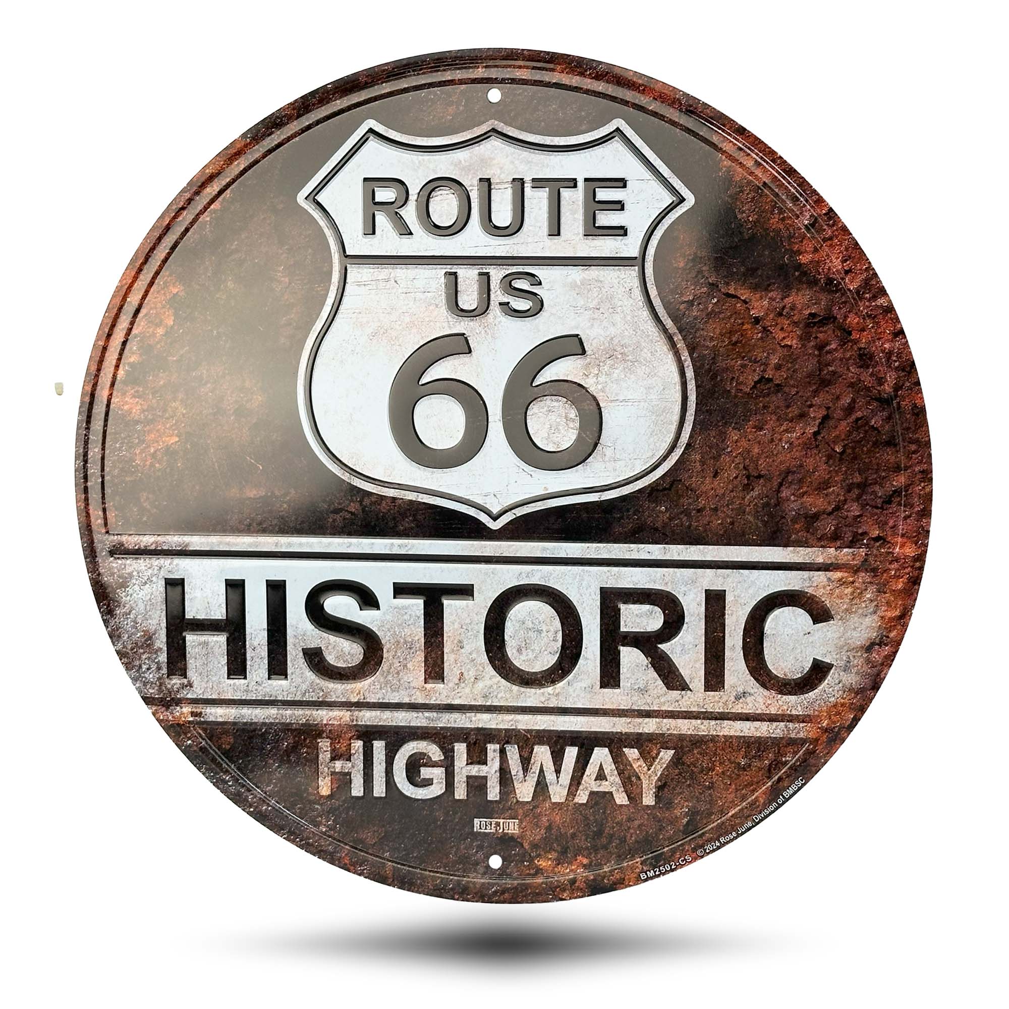 BM25022-CS | Route 66 Historic Highway Vintage Rust Circle Signs | Alu ...