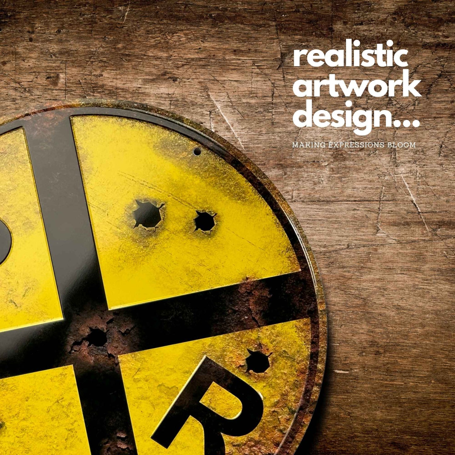 Railroad Crossing Rust Vintage Sign Artwork Showcase