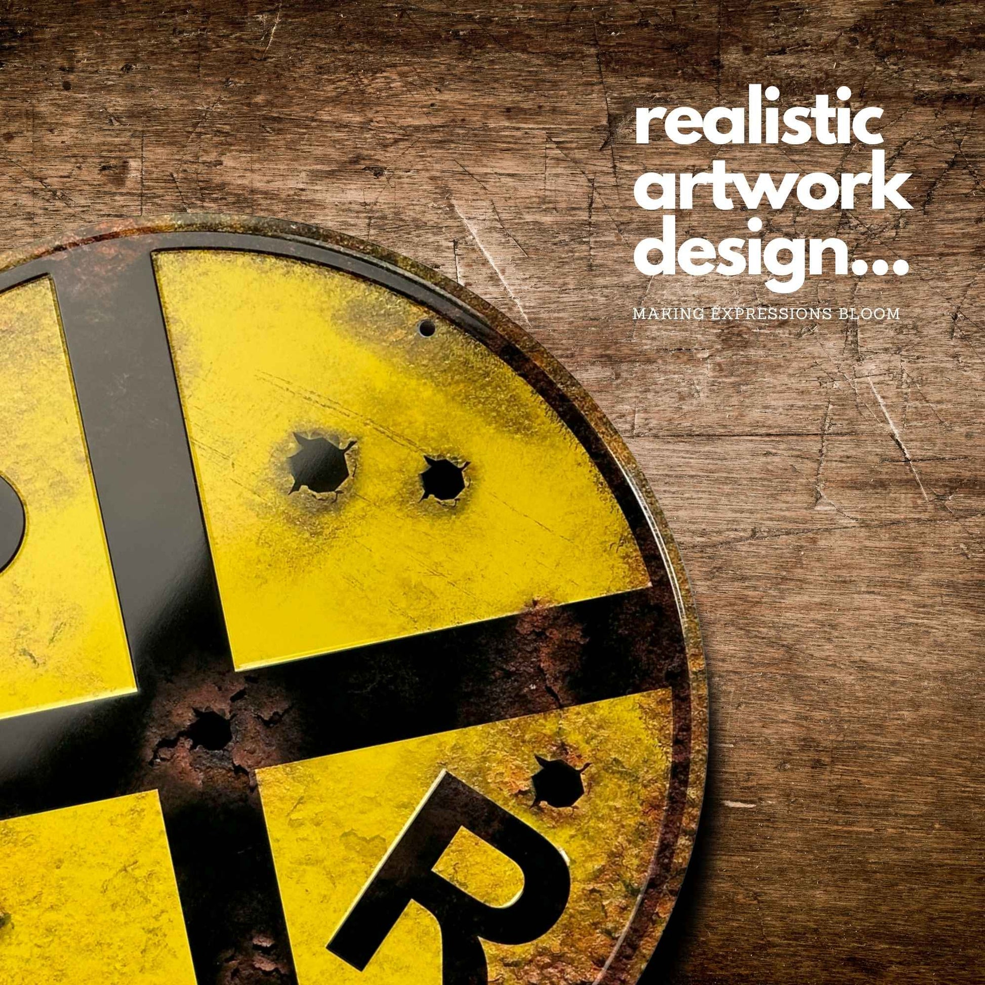 Railroad Crossing Rust Vintage Sign Artwork Showcase