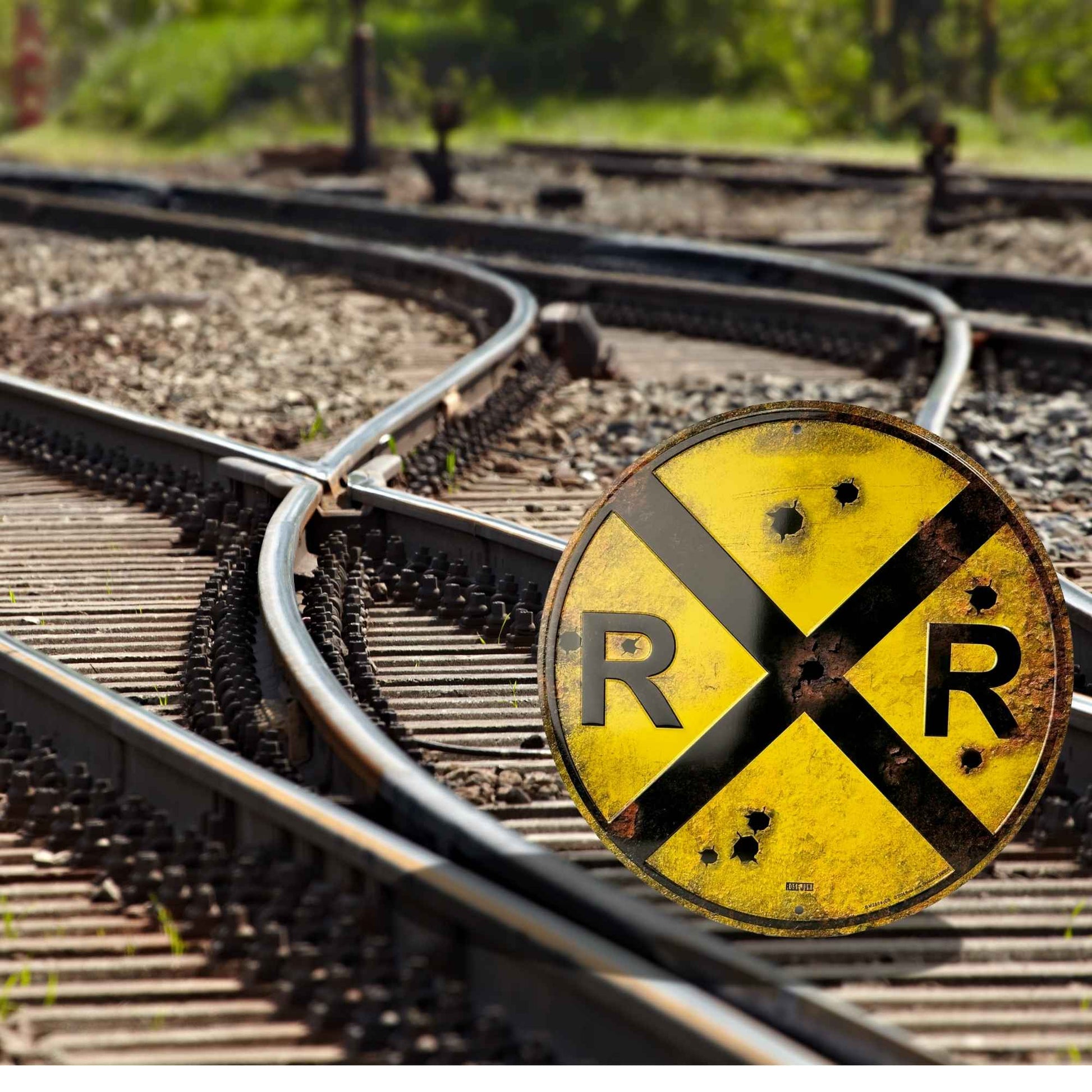 Railroad Crossing Rust Vintage Sign Railroad tracks illustration