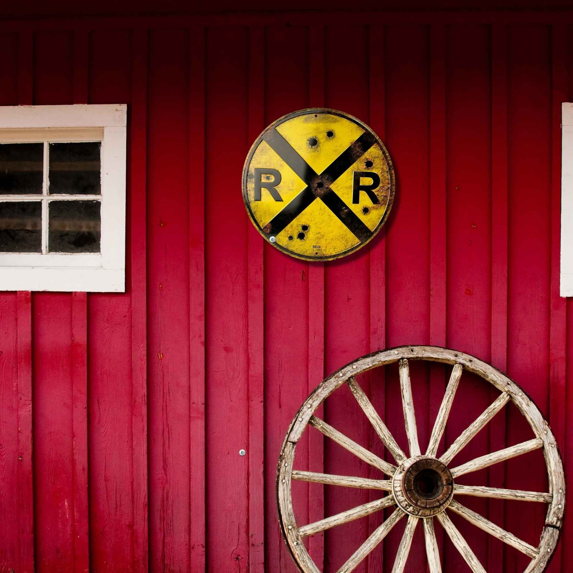 Railroad Crossing Rust Vintage Sign Barn Display
