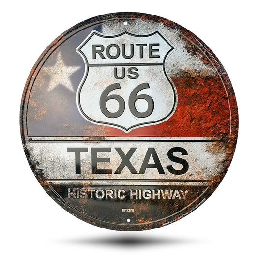 Route 66  Texas Rust Vintage Historic Highway Sign Front Side