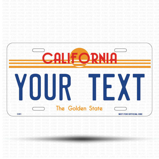 YOUR TEXT Flat Aluminum License Plate | 6" x 12" | State Plate Front View Name Plate
