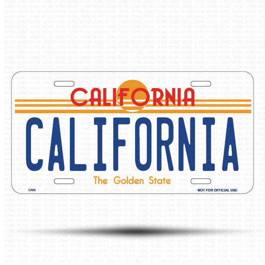 CALIFORNIA Flat Aluminum License Plate | 6" x 12" | State Plate Front View Name Plate California Goldend State