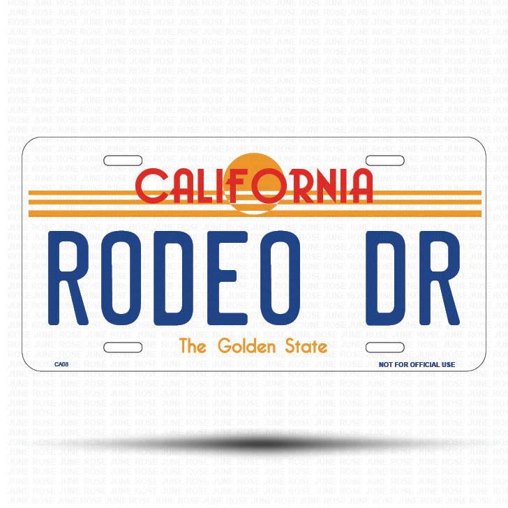 RODEO DR Flat Aluminum License Plate | 6" x 12" | State Plate Front View Name Plate California Goldend State