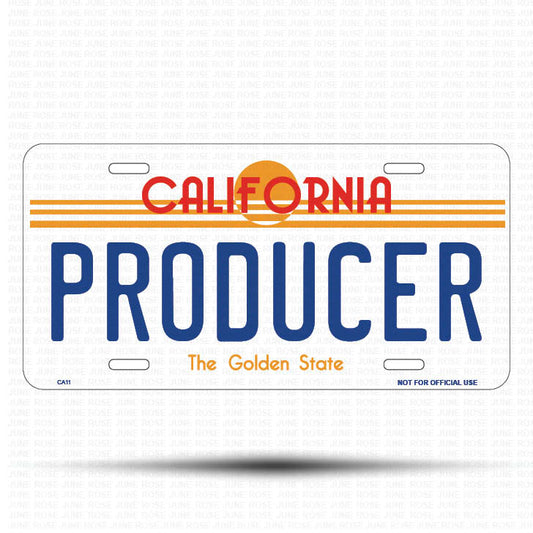 PRODUCER Flat Aluminum License Plate | 6" x 12" | State Plate Front View Name Plate California Goldend State