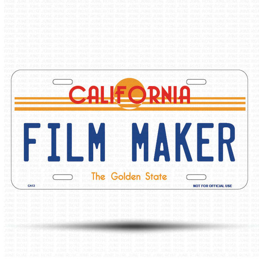 FILM MAKER Flat Aluminum License Plate | 6" x 12" | State Plate Front View Name Plate California Goldend State