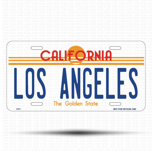 LOS ANGELES Flat Aluminum License Plate | 6" x 12" | State Plate Front View Name Plate California Goldend State