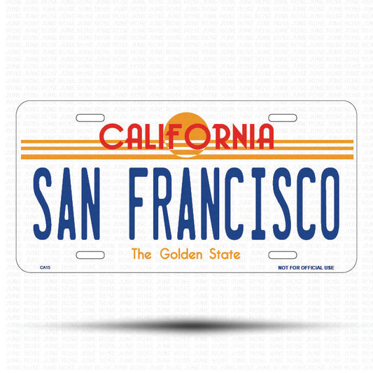 SAN FRANCISCO Flat Aluminum License Plate | 6" x 12" | State Plate Front View Name Plate California Goldend State