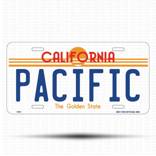 PACIFIC Flat Aluminum License Plate | 6" x 12" | State Plate Front View Name Plate California Goldend State