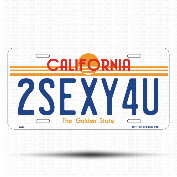 2SEXY4U Flat Aluminum License Plate | 6" x 12" | State Plate Front View Name Plate California Goldend State