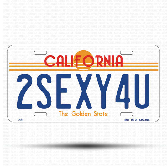 2SEXY4U Flat Aluminum License Plate | 6" x 12" | State Plate Front View Name Plate California Goldend State