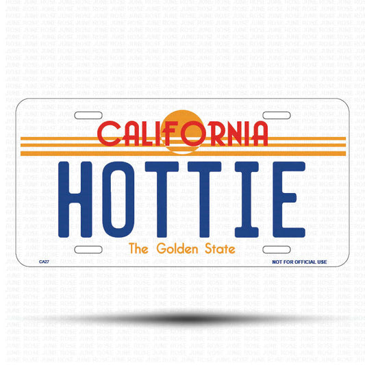 HOTTIE Flat Aluminum License Plate | 6" x 12" | State Plate Front View Name Plate California Goldend State