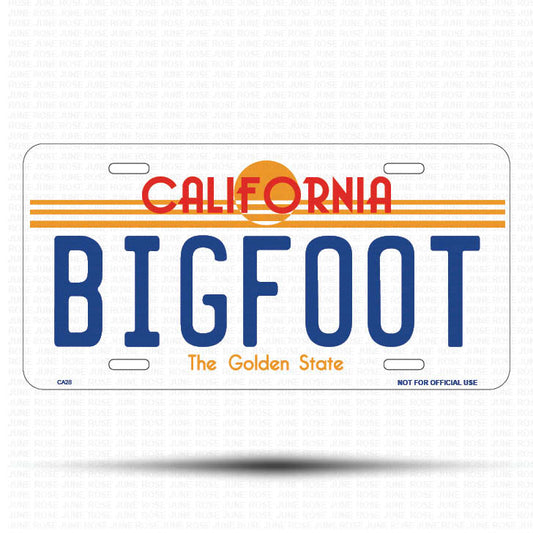 BIGFOOT Flat Aluminum License Plate | 6" x 12" | State Plate Front View Name Plate California Goldend State