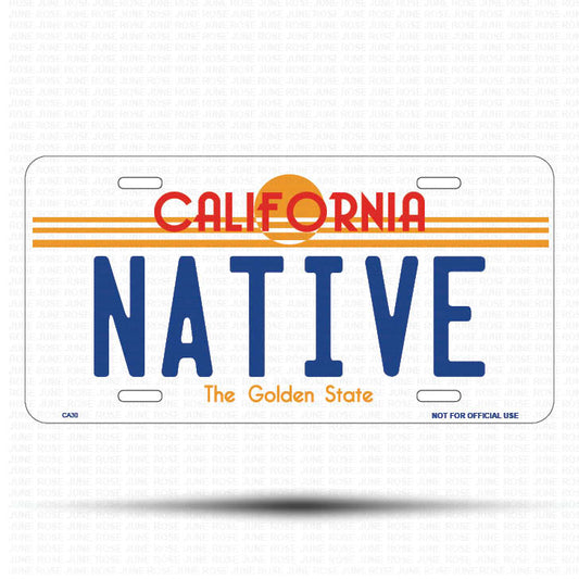 NATIVE Flat Aluminum License Plate | 6" x 12" | State Plate Front View Name Plate California Goldend State