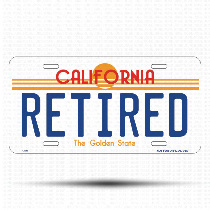 RETIRED Flat Aluminum License Plate | 6" x 12" | State Plate Front View Name Plate California Goldend State